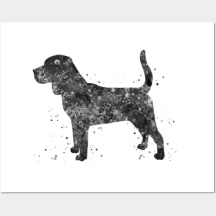 Beagle dog black and white Posters and Art